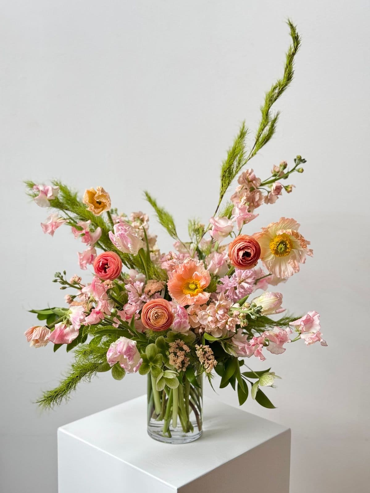 Pastel ranunculus and poppy bouquet